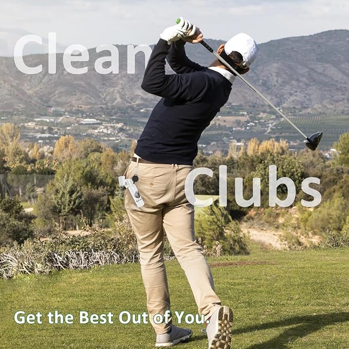 Pro Golf Club Cleaner - 4oz Water Bottle with Groove Cleaner and Retainer Clip, Durable Nylon Bristles for Easy Cleaning, Ergonomic Button Design, Golf Gifts for Men & Essential Accessories