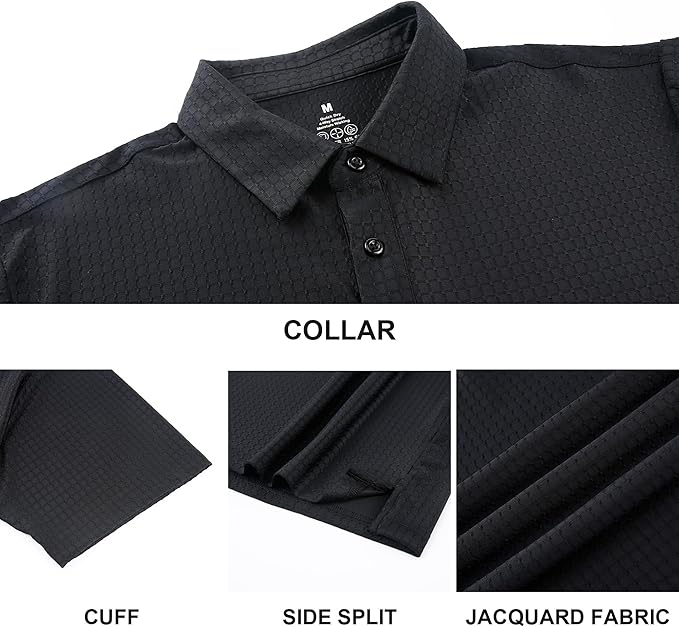 WARHORSEE Golf Polo Shirts for Men Short Sleeve Wrinkle Free 4 Way Stretch Moisture Wicking Performance Collared Tshirts