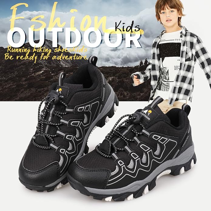 UOVO Boys Girls Kids Sneakers Hiking Running Outdoor Walking Tennis Shoes Waterproof Non Slip Fashion Sneakers(Little/Big Kids