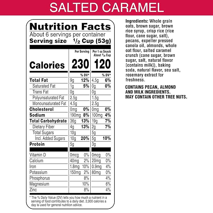 Bear Naked Granola Cereal, Whole Grain Granola, On-the-Go Snacks, Salted Caramel Crunch (6 Bags)