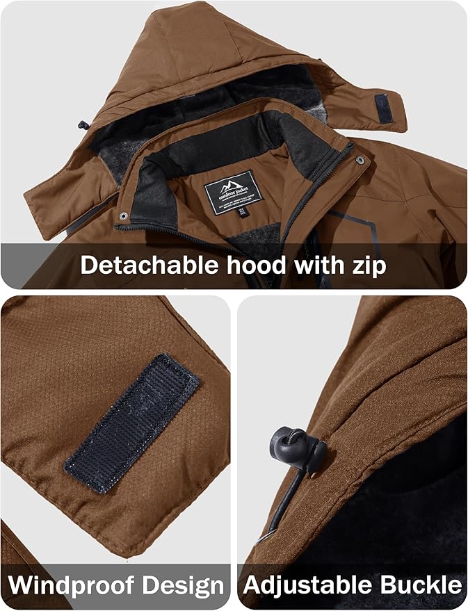 MAGCOMSEN Men's Winter Coats Water Resistant Ski Snow Jacket Warm Fleece Jacket Parka Raincoats With Multi-Pockets