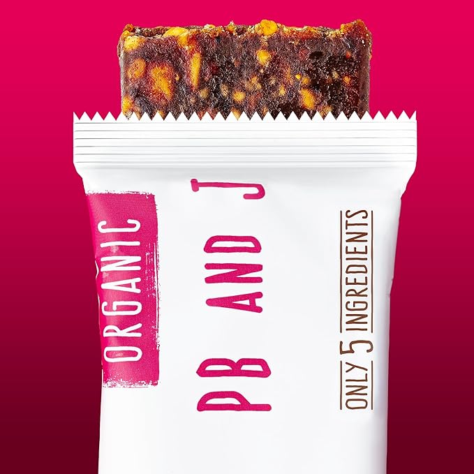 JONESBAR (Peanut Butter and Jelly, 12 Count (Pack of 1)), USDA Organic Fruit & Nut Bar, Non-GMO, Kosher, Vegan, Gluten Free, Simple Snack Bar