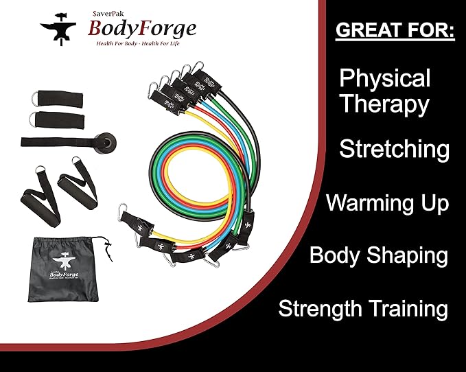 BodyForge Resistance Loop Bands & Tube Bands Exercise Sets Bundle
