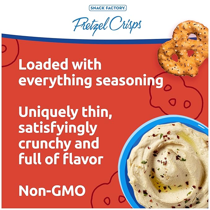 Snack Factory Everything Pretzel Crisps, Non-GMO, 7.2 OZ Resealable Bag (Pack of 2)
