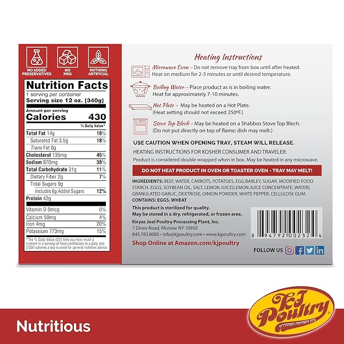 KJ Poultry Kosher Ready Meals - Beef Rib Steak & Kugel, MRE Meat Meals Ready to Eat, Shabbos Food (3 Pack) Prepared Entree Fully Cooked, Shelf Stable Microwave Dinner Travel Military Camping Survival