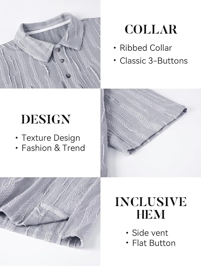 Esabel.C Golf Shirts for Men Dry Fit Performance Short Sleeve Print Moisture Wicking Collared Shirt