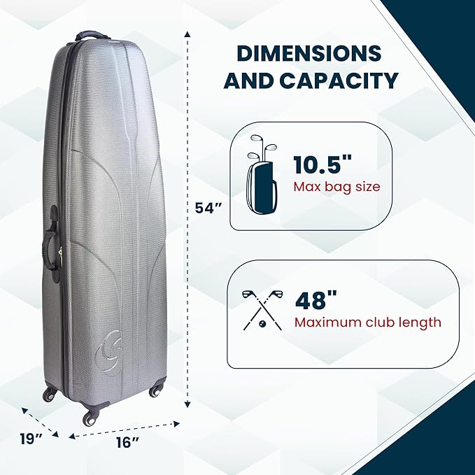 Samsonite Golf 6850 Hard Case Golf Travel Bag, Lightweight & Durable ABS Shell, Multi-Directional Wheels