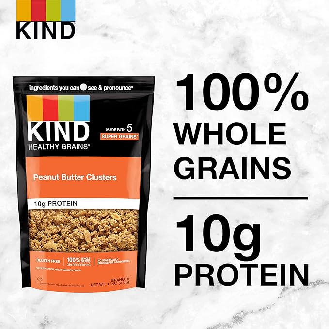 KIND Healthy Grains Clusters, Granola Variety Pack, Healthy Snacks, Good Source of Fiber, Gluten Free, Whole Grains and Oats, 10g Protein, 3 Count