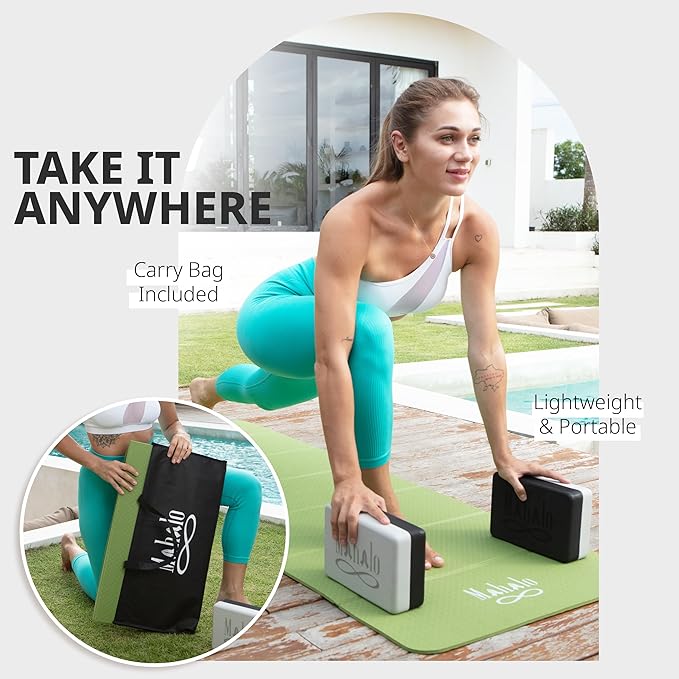 Foldable Yoga Mat + Carry Bag, 6mm 7-fold Workout Mat, Easy to Store, Anti-Slip Folding Exercise Mat for Yoga, Pilates, Home Workouts, and Floor Exercises