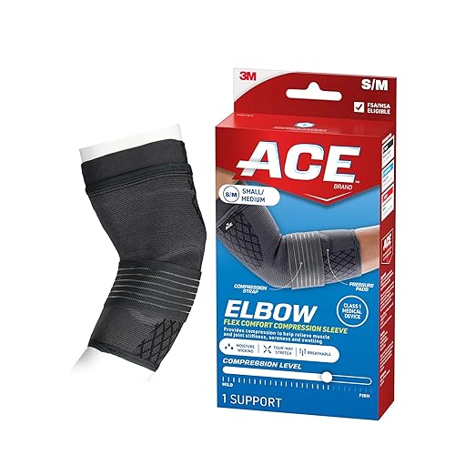 ACE™ Brand Flex Comfort Compression Elbow Sleeve 208706, S/M, 12 packs per case
