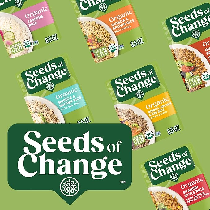 SEEDS OF CHANGE Certified Organic Brown Basmati Rice, Organic Food, 8.5 OZ Pouch (Pack of 6)