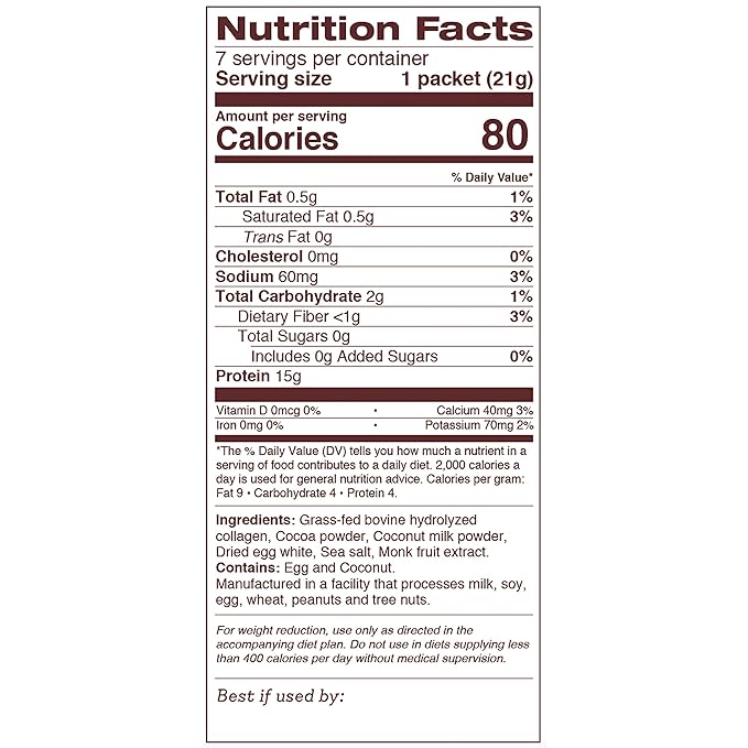 Dr. Kellyann Keto Cocoa Hot Chocolate Packets (7 Servings) – Grass-Fed Collagen & Coconut Milk, Sugar-Free, Keto-Friendly, 1 Pack