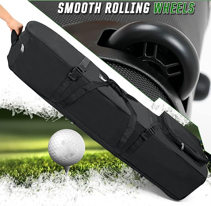 Golf Travel Bags for Airlines with Adjustable Support Rod and Detachable Shoulder Straps, Soft Foldable Golf Club Travel Covers, 900D Heavy Duty Oxford
