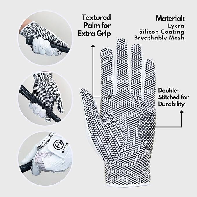 Men's Polyurethane Non-Slip Synthetic Leather Golf Gloves Two Left Hand Gloves Two Pack