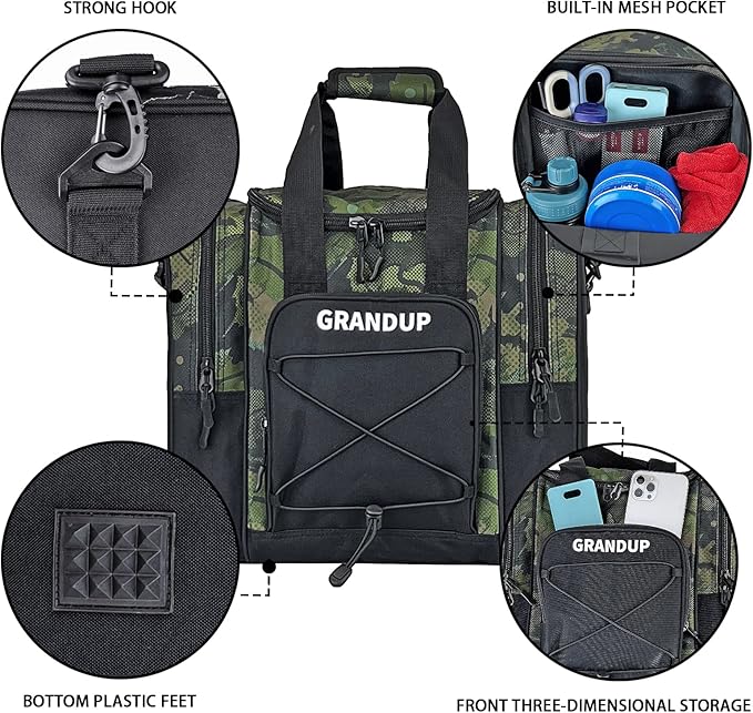 GRANDUP Bowling Ball Bag for Single Ball - Black Bowling accessories Ball Tote Bag Bowling Bag with Padded Ball Holder - Fits Bowling Shoes Up to Mens Size 14