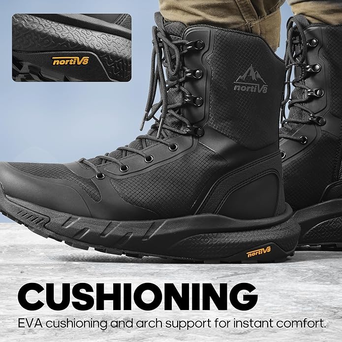 NORTIV 8 Men's Military Tactical Boot Lightweight Comfortable Boots for Work All Day Side Zipper Motorcycle Combat Hiking Boots Metrostrike(8-9 Inches)