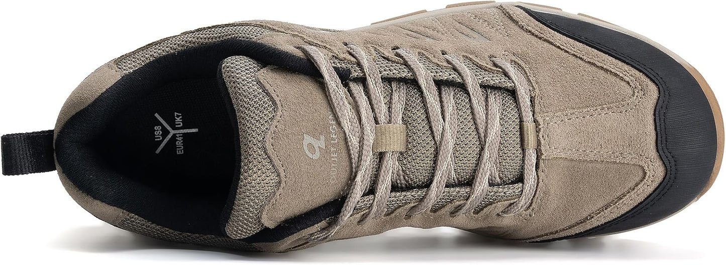 OL OUTJET LEGEND Men's Waterproof Hiking Shoes Leather Comfortable Lightweight Anti-Slip Outdoor Walking Work Sneakers