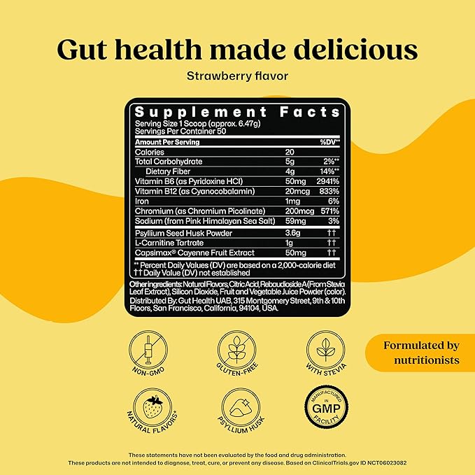 ColonBroom Premium Weight Management Supplement (Strawberry) - Colon Broom Psyllium Husk Fiber Powder Drink - Gluten Free, Non-GMO Colon Cleanse for Bloating Relief & Gut Health, 100 Servings