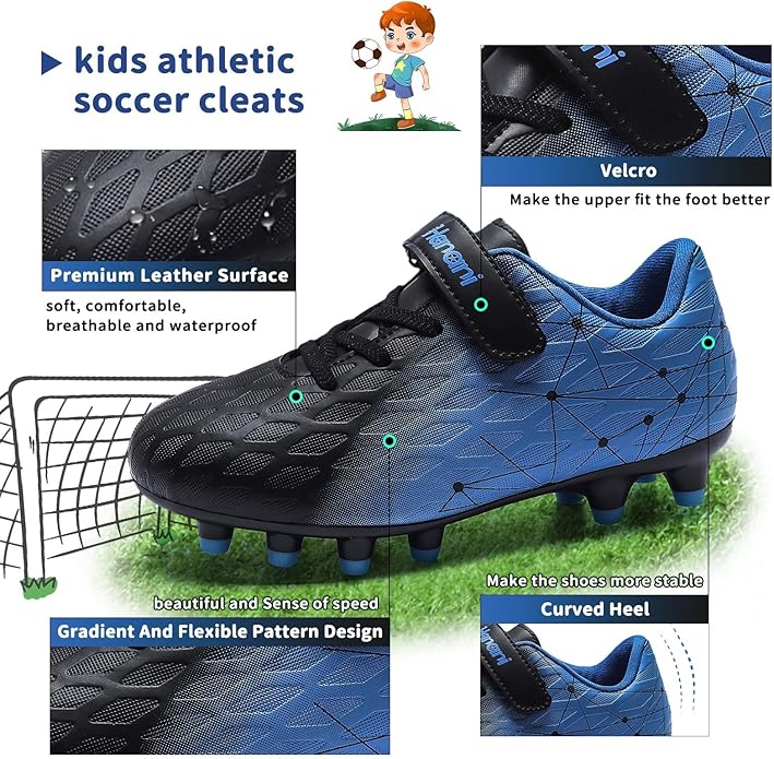 Hanani Boys Soccer Cleats Kids Girls FG/AG Soccer Athletics Sport Shoes Training Shoes Running Shoes Teenager Indoor Outdoor Football Shoes Sneakers for Unisex