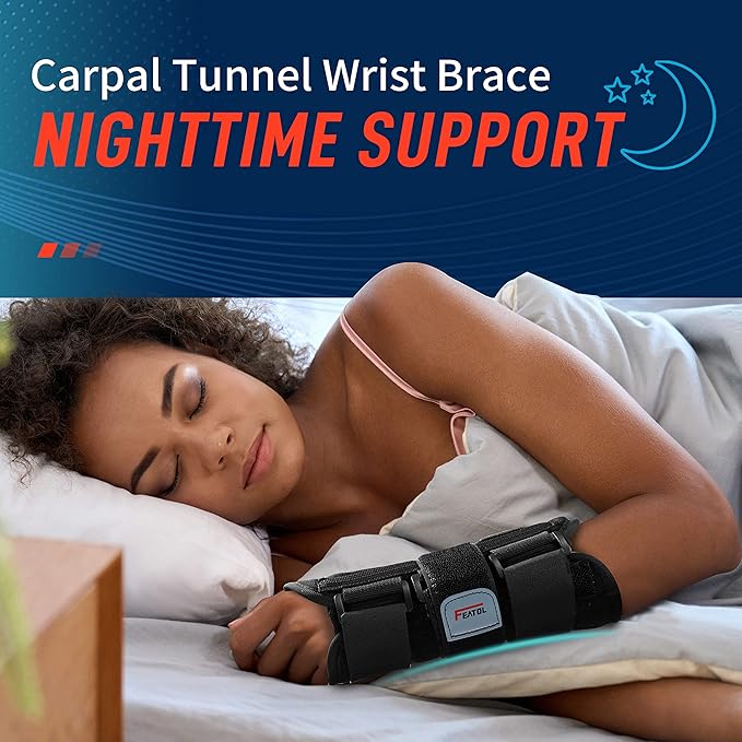 FEATOL Wrist Brace for Carpal Tunnel, Adjustable Night Wrist Support Brace with Splints Left Hand, Large/X-Large, Hand Support for Arthritis, Tendonitis, Sprain, Injuries