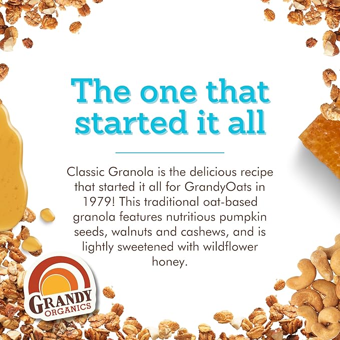 Grandy Organics 10lb Bulk Bag Organic Granola - Classic Granola with Organic Oats, Pumpkin Seeds, Walnuts & Cashews - Low Sugar, Dairy Free, High Protein, Non-GMO & Kosher