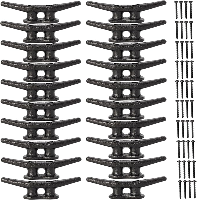 4 inch Dock Cleats 4/6/8/12/16/20/24 Pack,Boat Dock Cleats Rope Cleat Marine Cleats Iron Boat Cleats with Hardware ldeal for Deck,Nautical Decor,Cleats for Boat Dock,Boat Tie Down Cleats