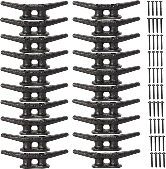 4 inch Dock Cleats 4/6/8/12/16/20/24 Pack,Boat Dock Cleats Rope Cleat Marine Cleats Iron Boat Cleats with Hardware ldeal for Deck,Nautical Decor,Cleats for Boat Dock,Boat Tie Down Cleats