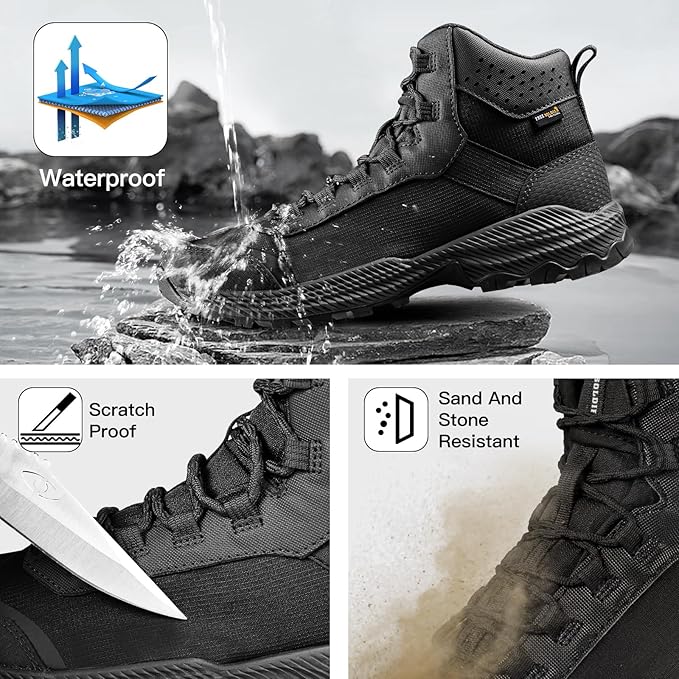 FREE SOLDIER Men's Tactical Hiking Boots Breathable Desert Boots Lightweight Work Military Boots