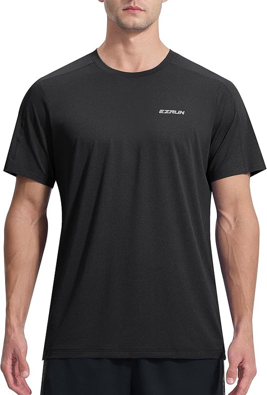 EZRUN Men's Lightweight Short Sleeve T-Shirt Quick Dry Workout Running Athletic Swim Shirts Fishing Rash Guard