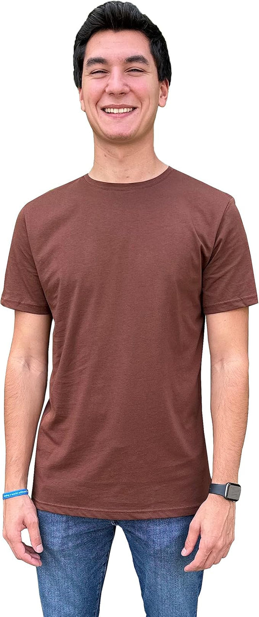 Men's Short Sleeve Crewneck T-Shirt 100% Cotton - Classic Colors - Breathable Mesh Fabric - Ideal for Sports & Everyday Wear