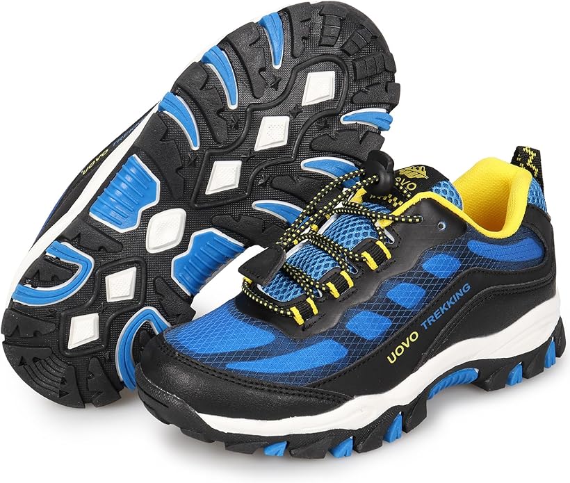 UOVO Boys Girls Hiking Shoes Kids Waterproof Running Trail Fashion Sneakers Breathable Lightweight Non-Slip Outdoor Walking Sports Shoe(Little/Big Kids)