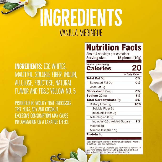 Don't Worry Low Calorie Meringue Cookies - 6 Pack - Strawberry, Vanilla and Cookies&Cream, Just 1 Calorie per Piece | Low Sugar Candy, Gluten Free | Keto Cookies and Healthy Snacks for Adults