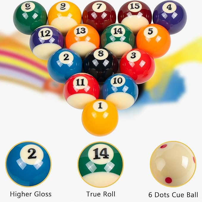 Collapsar Deluxe 2-1/4" Billiard Pool Balls Marble-Swirl Style Billiards Ball Complete 16 Ball Set (Several Style Available)