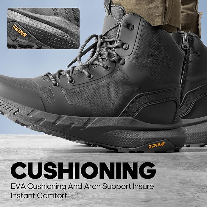 NORTIV 8 Men's Military Tactical Boot Lightweight Comfortable Boots for Work All Day Side Zipper Motorcycle Combat Hiking Boots Metrostrike(8-9 Inches)