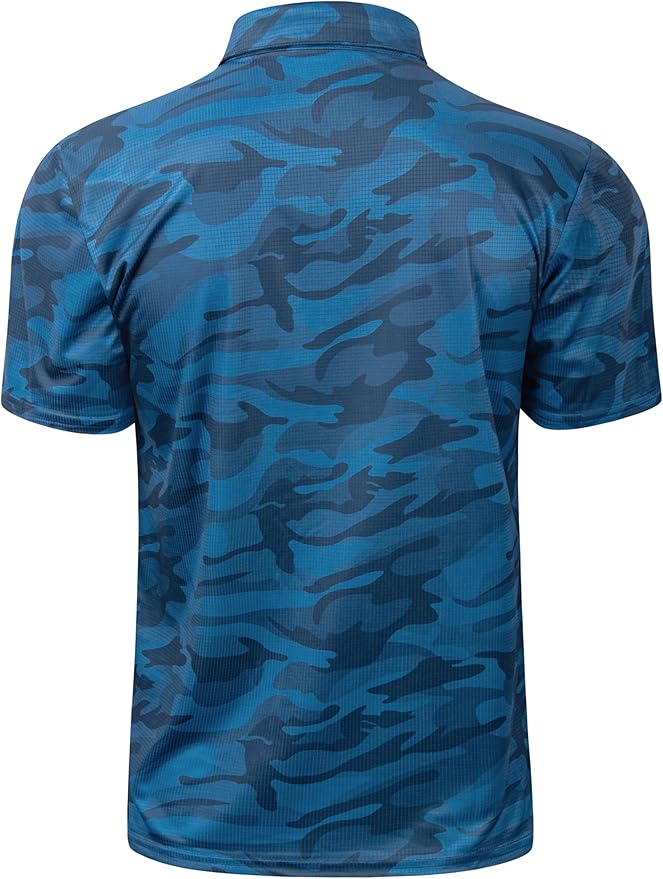 TAPULCO Mens Quick Dry Polo Shirts Camouflage Pattern Performance Athletic Lightweight Breathable Casual Golf Tshirts
