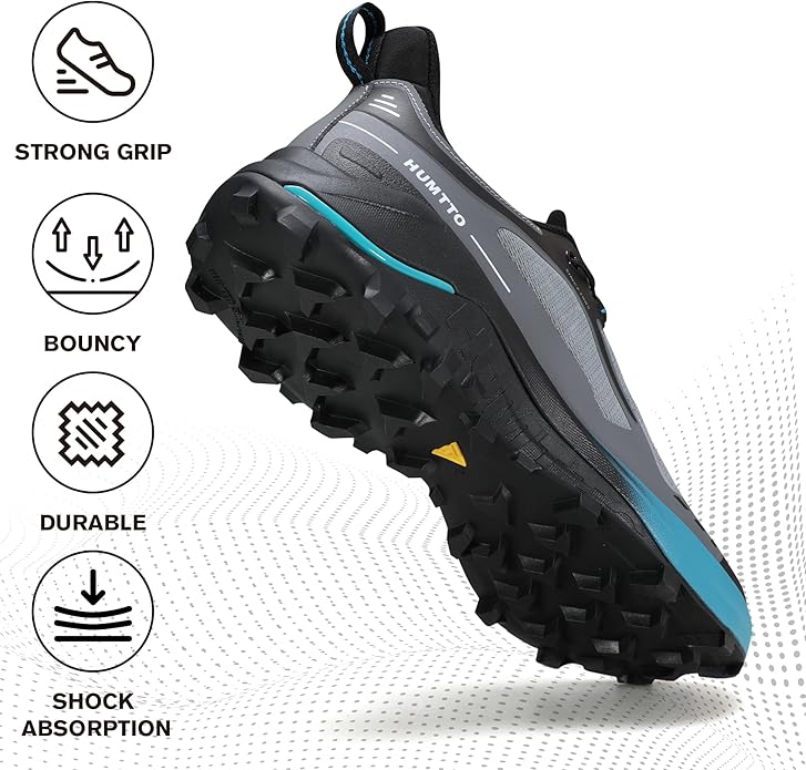 HUMTTO Men's Quick Laces Hiking Sneaker Lightweight Breathable Walking Outdoors Trail Running Shoes