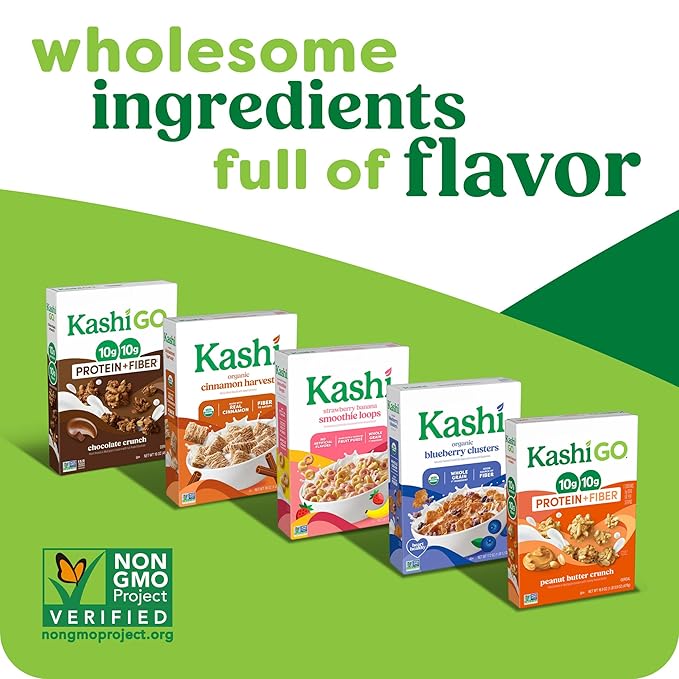 Kashi GO Protein Cereal, 12g Protein, 12g Fiber, Original, 12.3oz Box (1 Box)