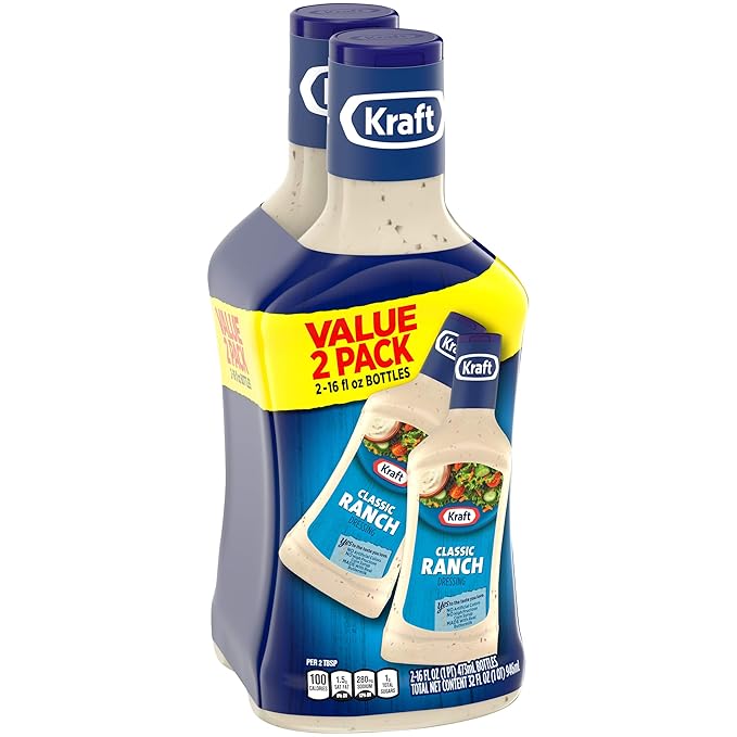 Kraft Classic Ranch Dressing, 16 fl oz Bottles (8 Count, 4 Packs of 2)