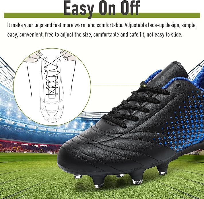 LIZRHA Soccer Shoes for Boys Girls Soccer Cleats Boys Girls Kids Athletic Outdoor Football Shoes Youth Football Cleats Outdoor & Indoor Soccer Shoes Lightweight, Running & Training for Students