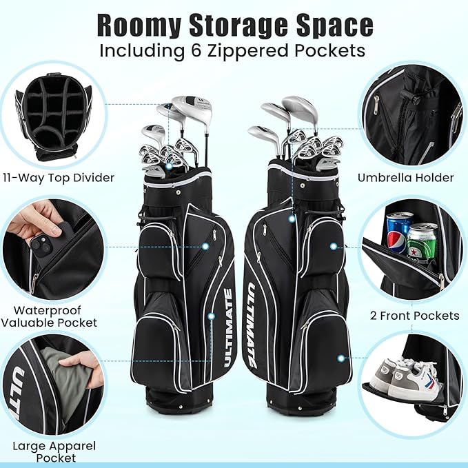 Tangkula 9/10/12 Pieces Women's Complete Golf Clubs Set, Golf Club Package Set with 460CC Driver, Fairway Wood & Hybrid, Irons, Putter, Portable Regular Golf Club Set