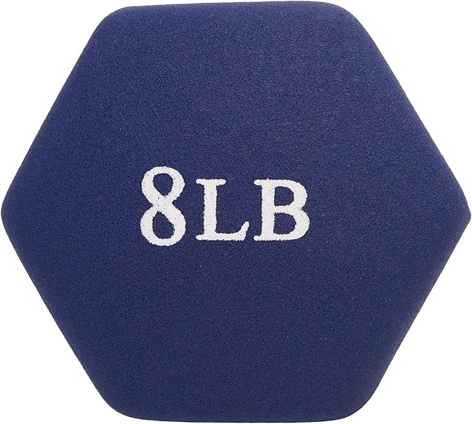 Sunny Health & Fitness Neoprene Coated Hex Shaped Dumbbell Non-Slip Fitness Weights for Home Gym Exercise, Full Body Workout Strength Building, Weight Loss, Sold in Pairs - Sizes - 2LB, 5LB, 8LB, 10LB