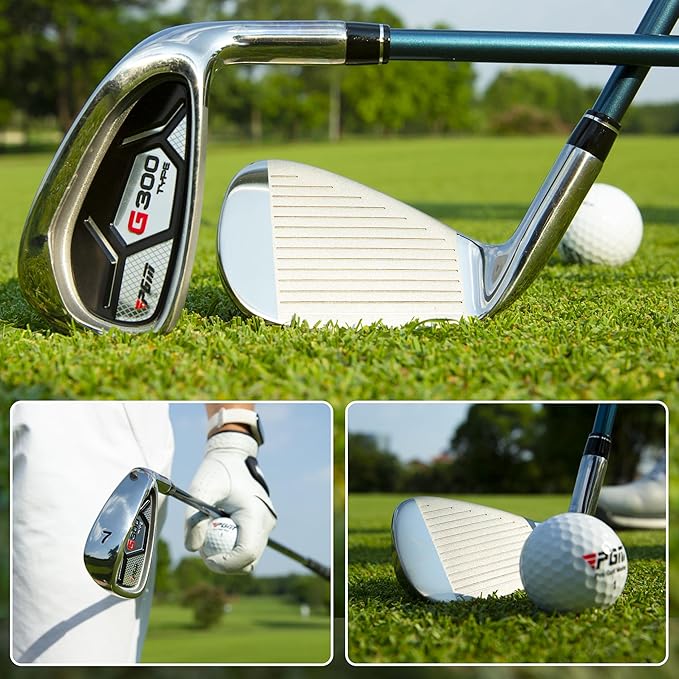 PGM Men's G Type Complete Golf Club Set - Titanium #1 Driver, Draw-Biased Hybrid, High-Strength Iron Set, High Forgiveness Putter, with Stand Bag