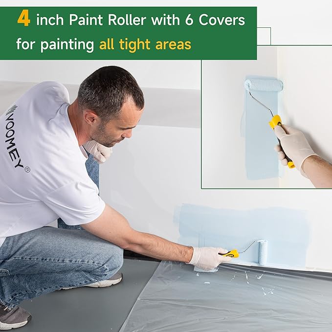VOOMEY 23PC 18 Inch Paint Roller Kit,18" Paint Bucket, Small Paint Roller Set,Microfiber Paint Roller Covers,Paint Roller Extension Pole,Makes Working on Your Large Painting Projects Easy and Fast