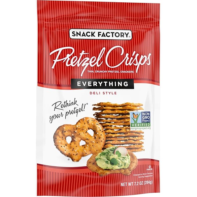 Snack Factory Everything Pretzel Crisps, Non-GMO, 7.2 OZ Resealable Bag (Pack of 2)