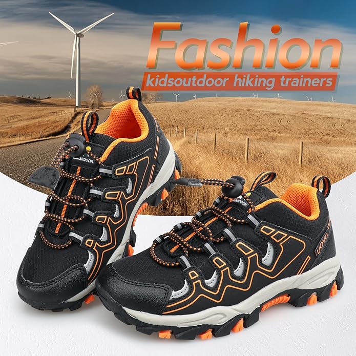 Boys Girls Hiking Trail Shoes Waterproof Slip Resistant Outdoor Trekking Walking Running Sneakers(Little/Big Kids)