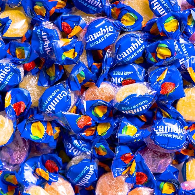 Cambie Sugar Free Gummies - 1 lb of Individually Wrapped Sugar Free Candy, Assorted Fruit Flavors, Diabetic Friendly, Keto, Low Carb, Vegan, Natural Flavors, Made in Italy