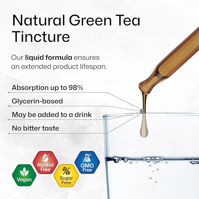 BIO KRAUTER Green Tea Extract Liquid Drops - Green Tea Supplements - Antioxidant Source - Alcohol and Sugar Free - 4 Fl.Oz.