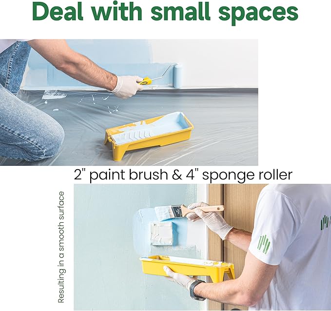 VOOMEY 28PC 18 Inch Paint Roller Kit, Paint Bucket,18" Paint Tray, 4 Inch Foam Paint Roller with 40 Inch Extension Pole,Ideal for Fast Large Area Painting Room and Small Area Detail Painting