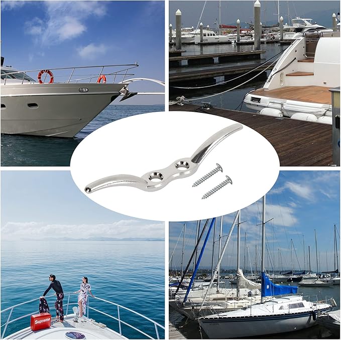 APACALI Metal Rope Cleats Boat Cleat 2 Inch 4 Inch 6 Inch Boat Flagpole Cleat Hook, Boat Deck Dock Cleats with Mounting Screws for Fixed Rope or Home Decor (Blinds Hook Curtains Sun Shade Ropes