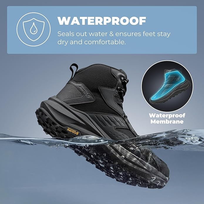NORTIV 8 Men's Wide Toe Box Hiking Boots Low Drop Waterproof Outdoor Trekking Camping Shoes for Plantar Fasciitis Bunion Katahdin